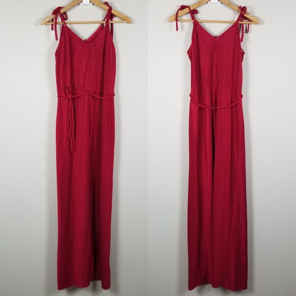 Jerell Of Texas Wine Red Chenille 70s Vintage Disco Maxi Dress Size Small/13 - Picture 9 of 16